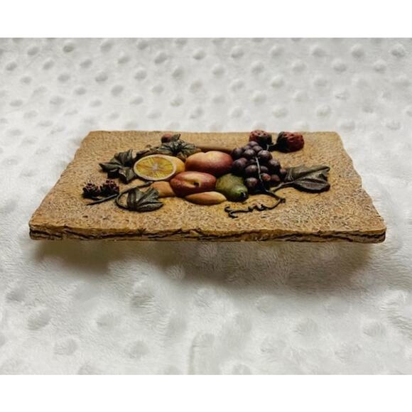 Vintage Cheri Bloom 3-D High Detail Ceramic Fruit Wall Tile - Picture 3 of 6